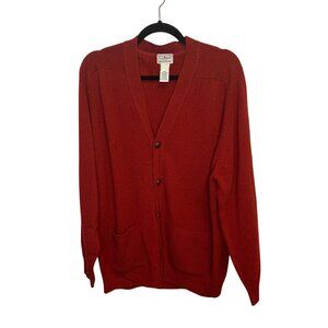 VTG L.L. Bean Mens 100% Lambswool Cardigan Button-Up Sweater Grandpa Sz Medium